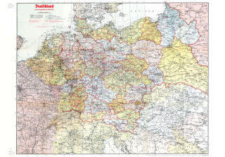 Deutschland (Gro&szlig;deutsches Reich) mit Gaugrenzen 1942  - Historische Karte (Reprint)