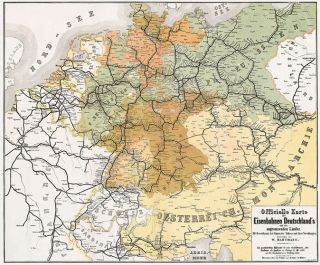 Offiz. Karte Eisenbahnen Deutschlands 1862/63 - Historische Karte (Reprint)
