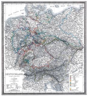Älteste Flußlaufkarte Deutschlands Reprint Historische Karte 