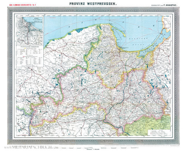 Reprint Provinz Westpreussen 1905 Historische Karte 