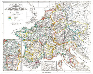 Europa - Die Reiche der Karolinger um 850 - Historische Karte (Reprint)
