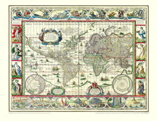 Weltkarte 1635-Willem Janszoon Blaeu- Historische Karte (Reprint)