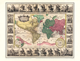 Weltkarte 1652-Visscher- Historische Karte (Reprint)