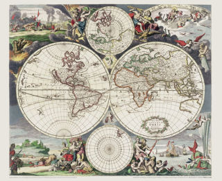 Weltkarte um 1660-Justus Danckert- Historische Karte (Reprint)