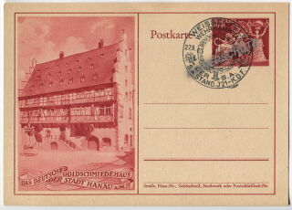 Postkarte - Deutsches Goldschmiedehaus Hanau mit Stempel Wehrkampftag - ungelaufen