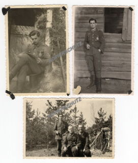 3 Fotos - Soldaten mit Infanterie-Sturmabzeichen