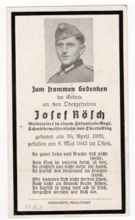 Sterbebild - Obergefreiter Meldereiter Inf.-Regiment