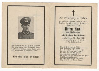 Sterbebild - Gefreiter Inf.-Regiment