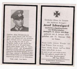 Sterbebild - Stabsgefreiter Inf. Rgt.
