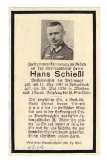 Sterbebild - Waffenmeister / Beamter